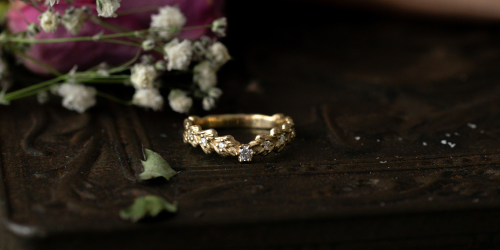 Woodland Wedding Ring With Gemstones