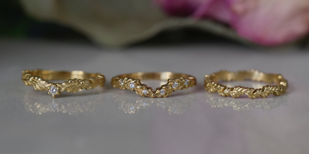 curved wedding rings, Stackable rings