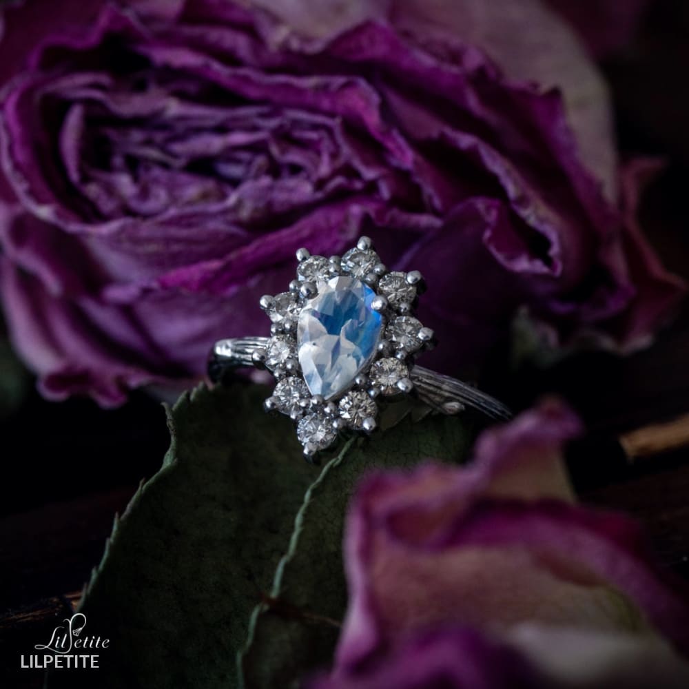 Heirloom Diamonds & Moonstone Branch Engagement Ring
