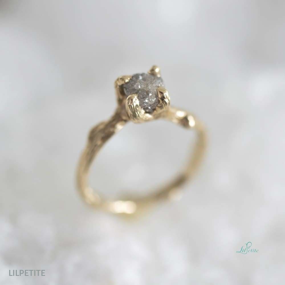 Rough Grey Diamond Ring