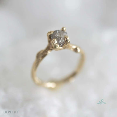 Rough Grey Diamond Ring