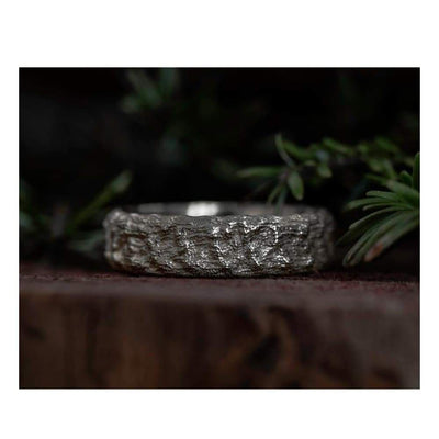 ARES wide textured men wedding ring