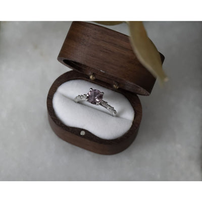 ARVERA- Purple sapphire engagement ring with diamond leaves