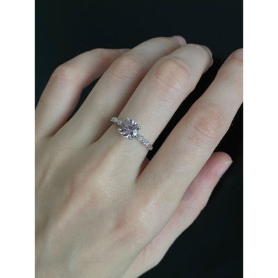 ARVERA- Purple sapphire engagement ring with diamond leaves
