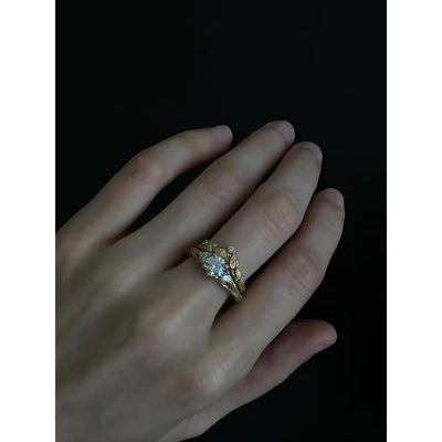 Aura - Three stone Leaves stackable ring