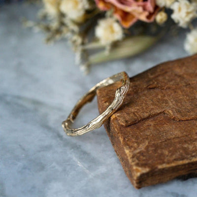 Yellow gold twig wedding ring-