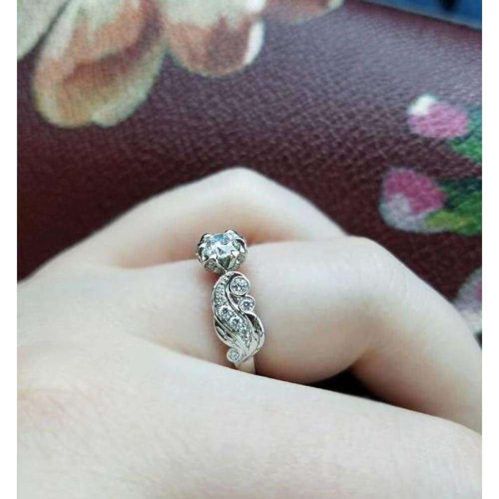 Diamond lotus flower engagement ring