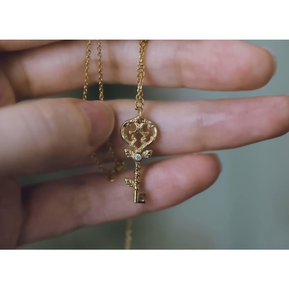 14K Gold Key Pendant