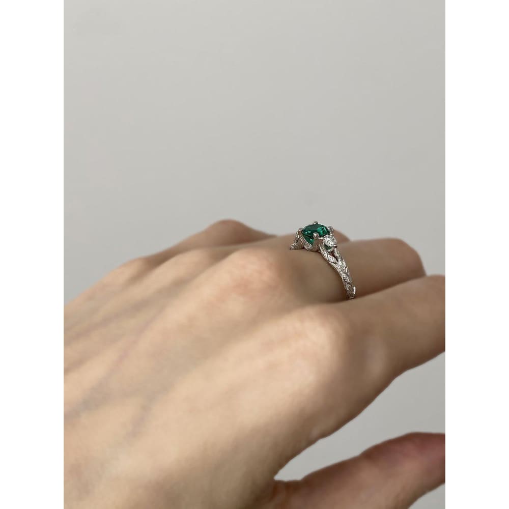 Emerald Tree - Emerald three stone twig ring
