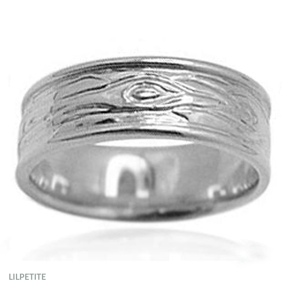 Into The Woods - Tree Bark Wide Wedding Band - LilPetite jewelry 