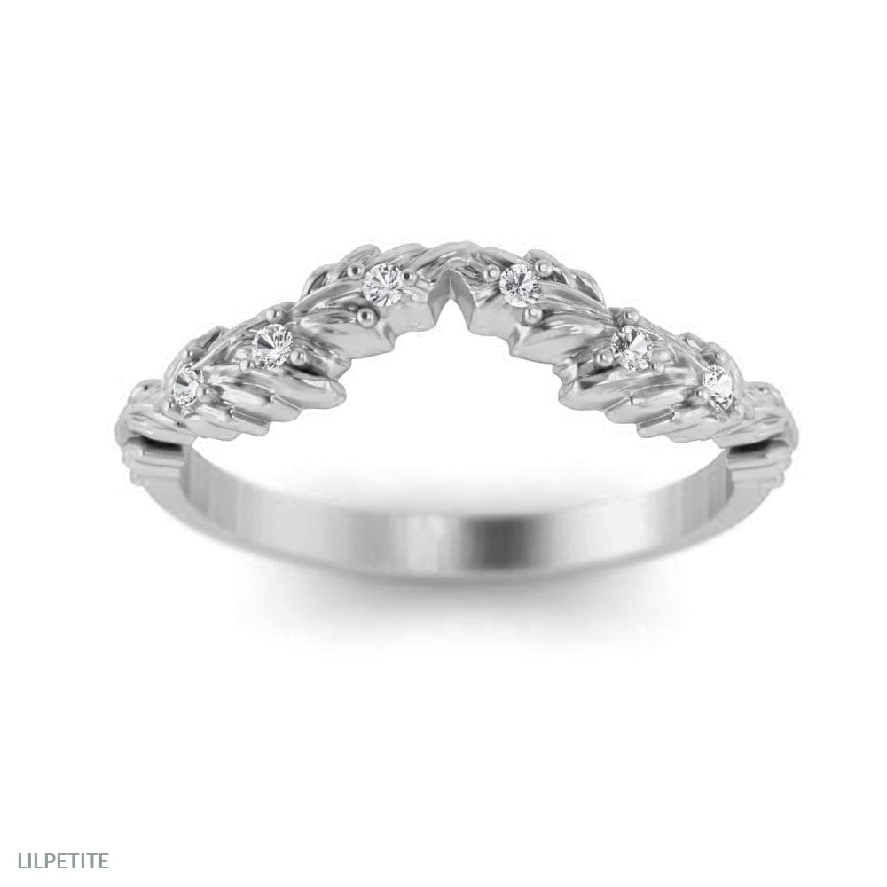 Kyrith - Stacking Curved Leaves Diamond Ring Stacking