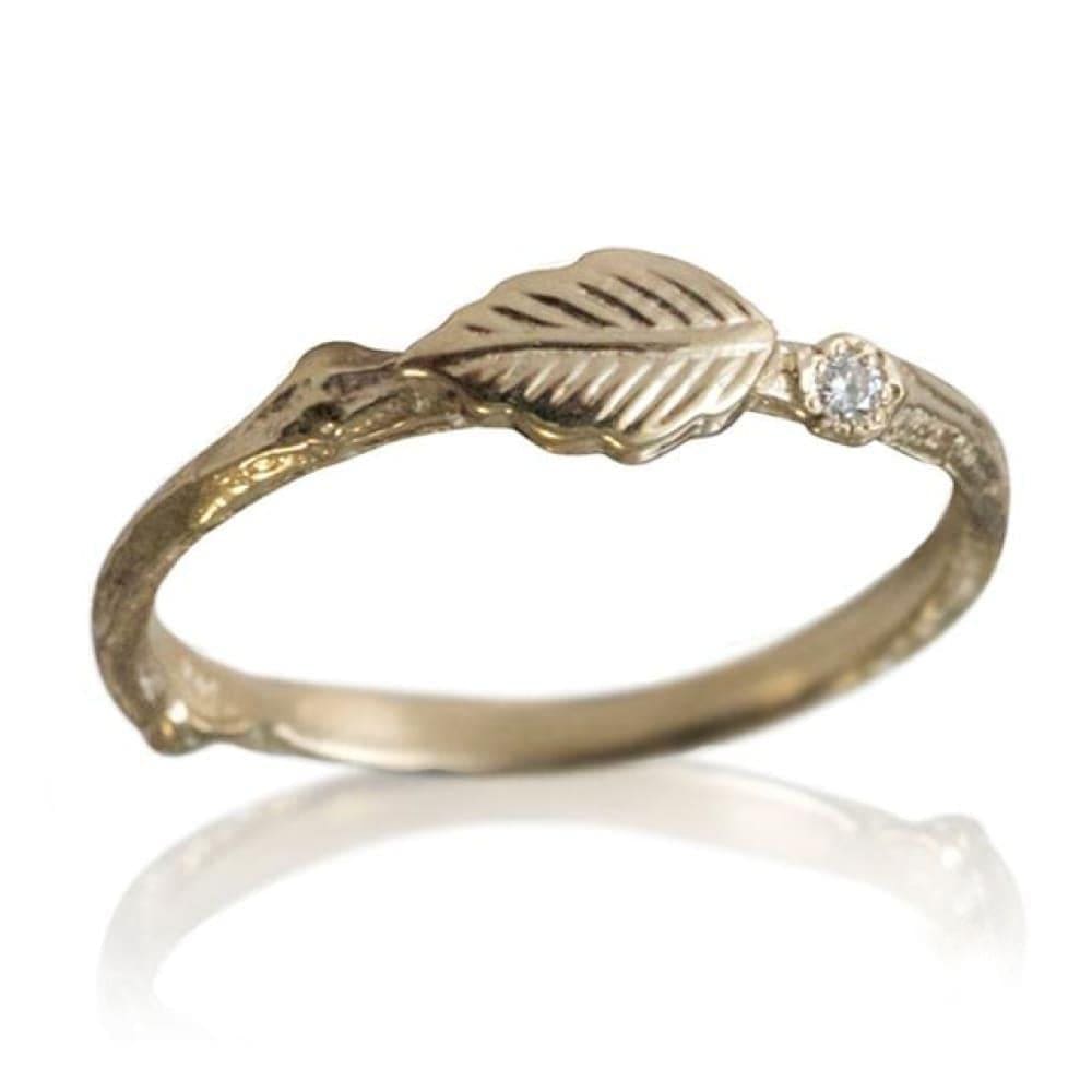Leaf Diamond Twig Ring