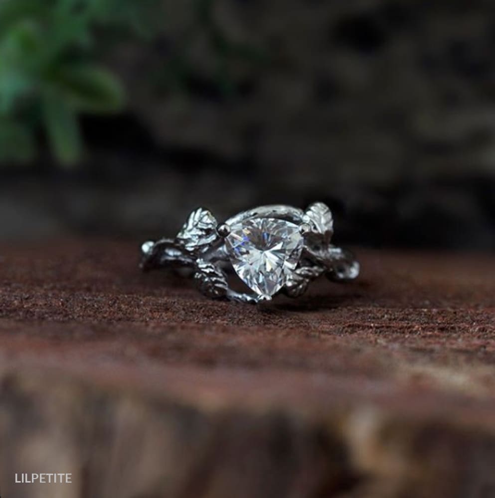 leaves twig engagement ring