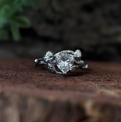 leaves twig engagement ring