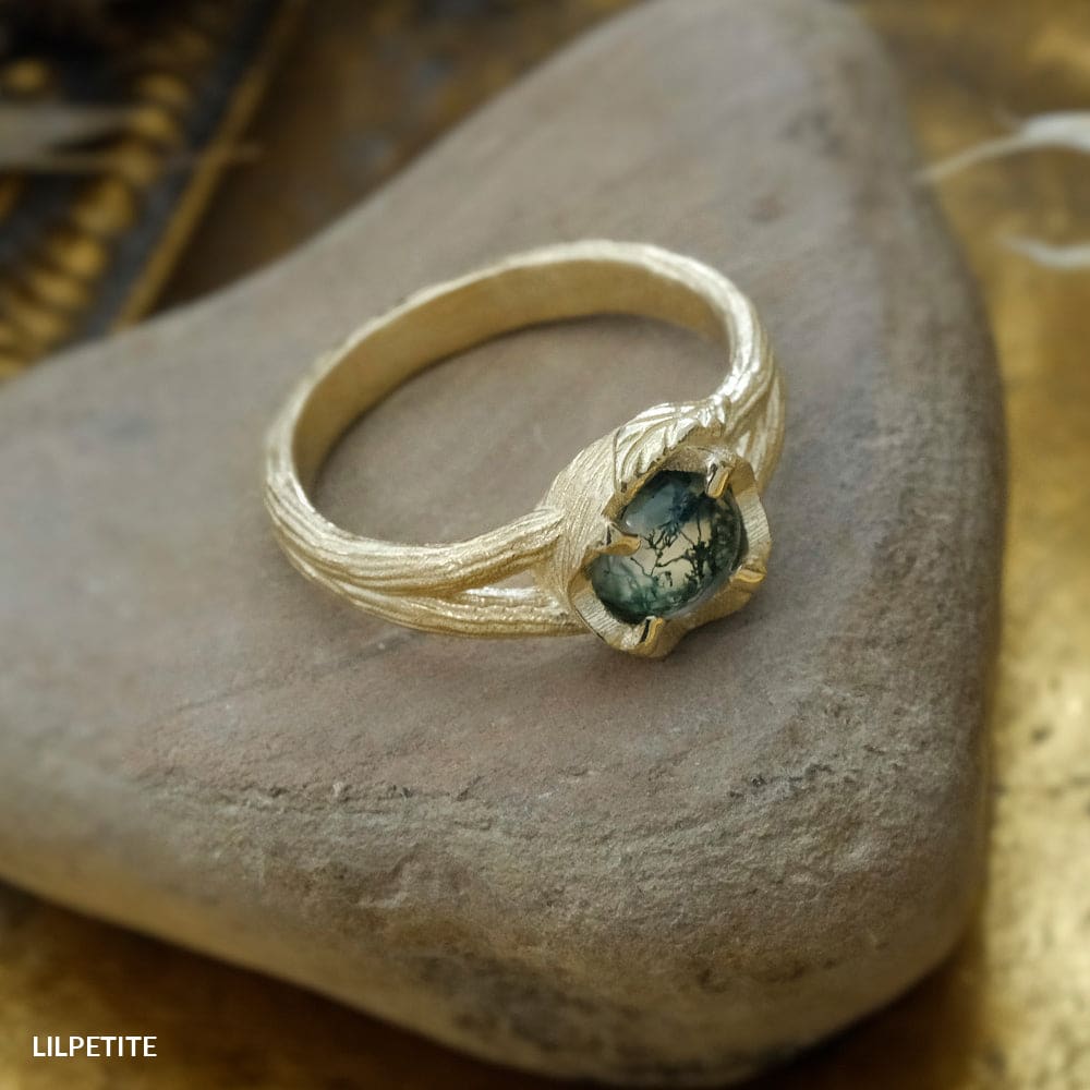 Moss Agate Forest Ring