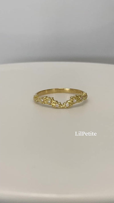 Kyrith - Stacking curved leaves diamond ring