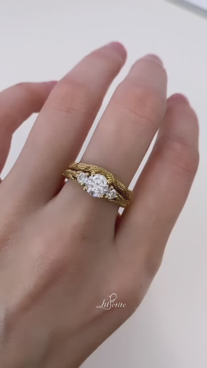 Enchanted - Three stone ring Set / Choose A  Diamond