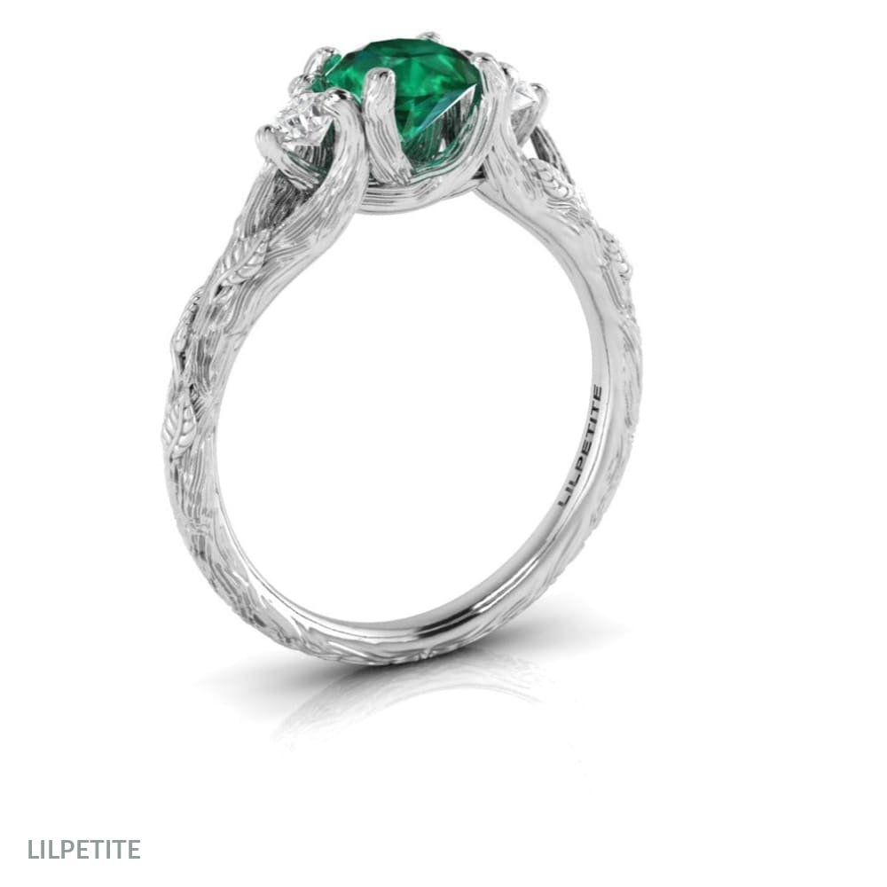 Emerald Tree - Emerald three stone twig ring - LilPetite jewelry 