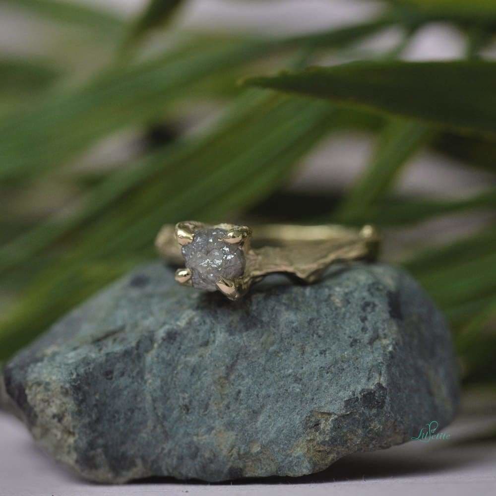 Rough Grey Diamond Ring
