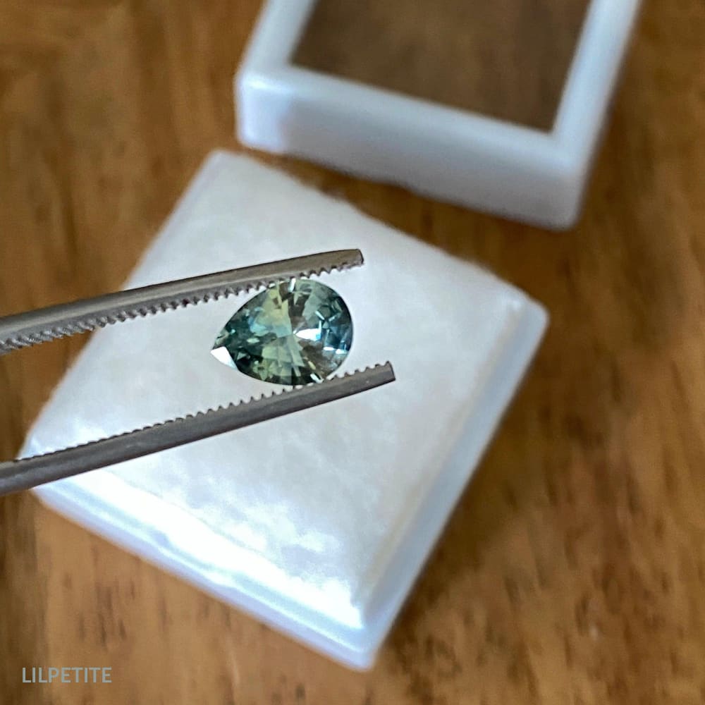 Pear shaped teal sapphire 